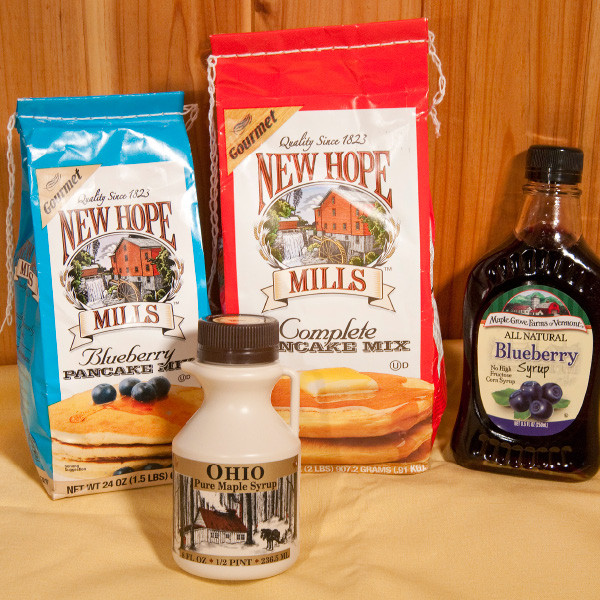 What's for breakfast? Pancakes, of course! Here's the perfect gift for the pancake-lover.

8oz Ohio Maple Syrup
32oz New Hope Pancake Mix
8.5oz Blueberry Fruit Syrup
24oz New Hope Blueberry Pancake Mix