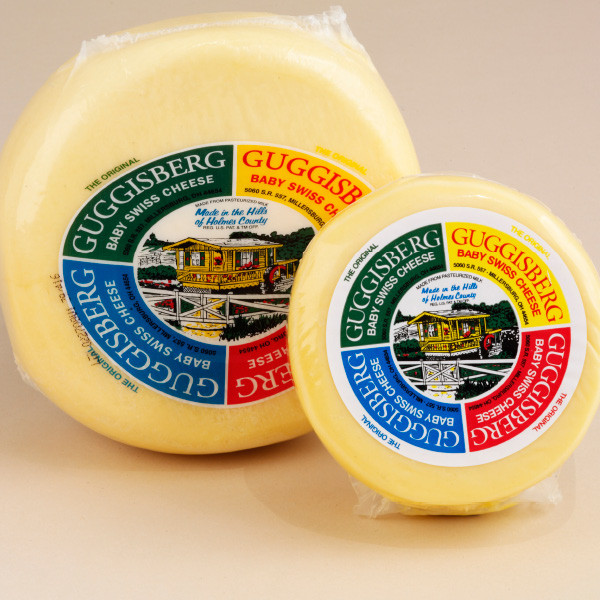 A delicious semi-soft cheese with a buttery, subtly sweet flavor. Made with whole milk, its shorter curing time results in smaller "eyes" and a milder nature than traditional Swiss cheese. An excellent choice for snacks, appetizers, sandwiches, fondues and recipes.