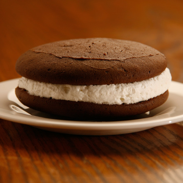 Are whoopie pies a pie, cake or cookie? We'll let you decide - our chocolate cookie sandwiches are made with rich dark chocolate cake "cookies" and filled with sweet, light and fluffy filling. Also called "gobs" in some areas, chocolate whoopie pies are a delightfully addicting treat.

Cookies are approximately three inches in diameter. Homemade in Ohio's Amish Country.