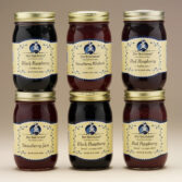 The perfect accompaniment for Sunday dinner rolls, these simply sweet jams are made from the freshest fruits, pure cane sugar, and all-natural ingredients - no preservatives added.

Choose from country favorites including strawberry, strawberry rhubarb, seedless red raspberry and black raspberry - plus no-sugar-added varieties. Available in 16oz jars.